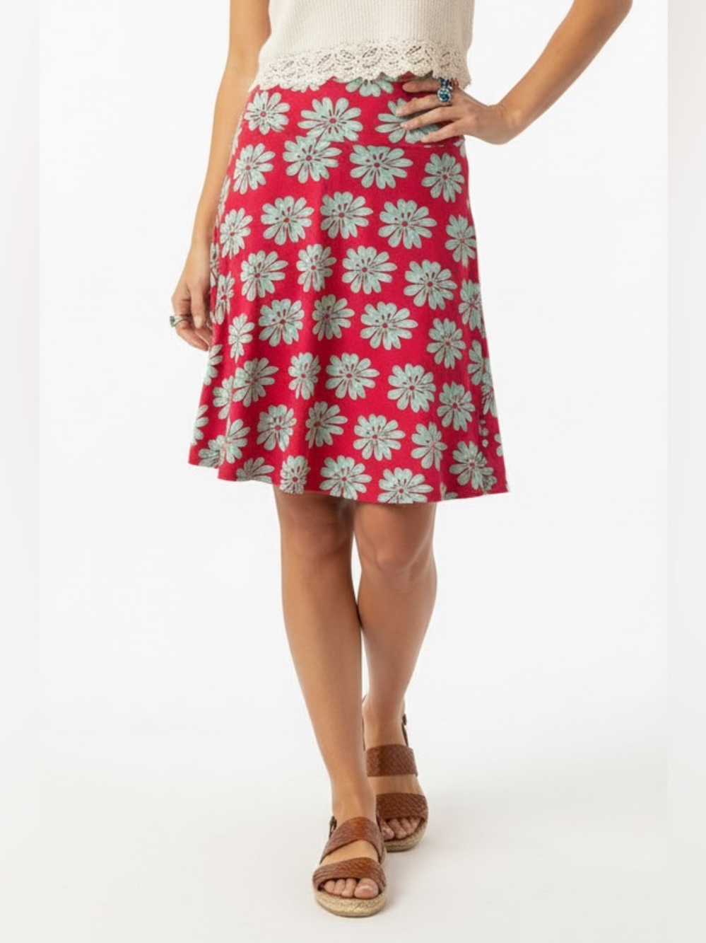 LuLaRoe Azure Skirt • Hot Pink • Mint Green Daisies • Vintage • Festival Wear